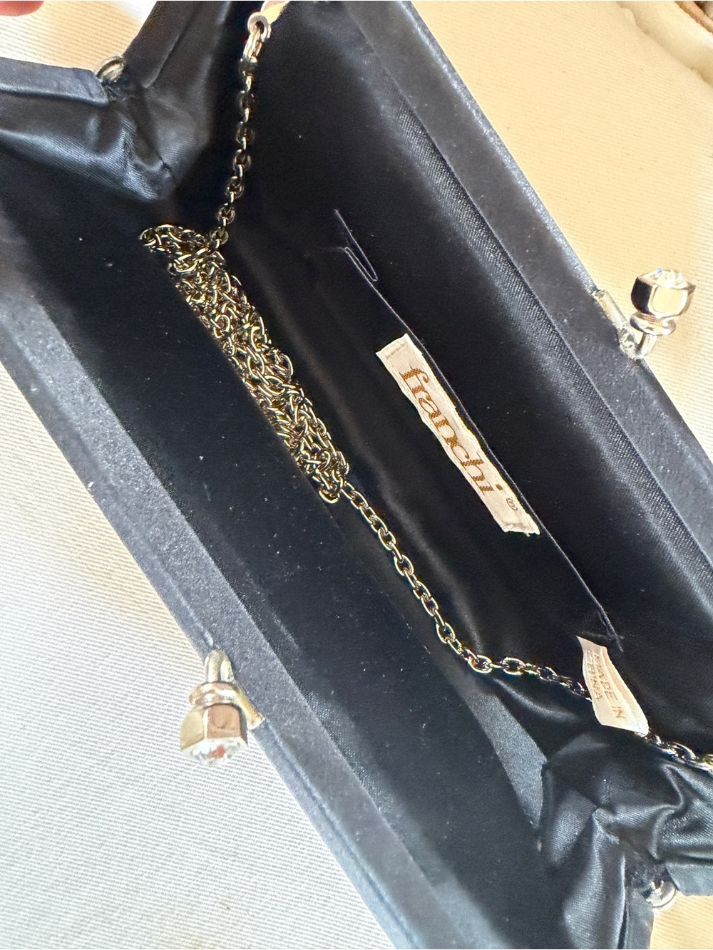 Black Satin Bow Clutch Purse - Picture 4 of 5